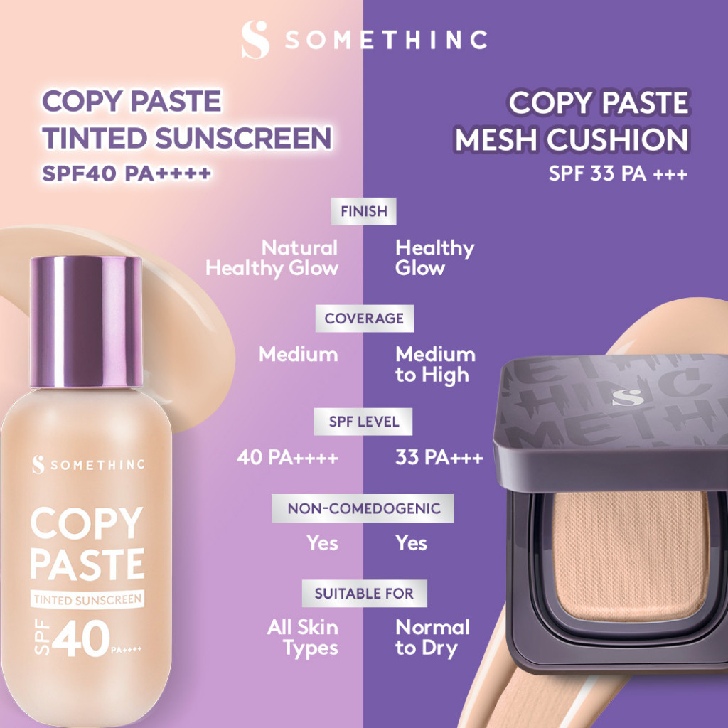 somethinc copy paste tinted sunscreen spf 40 pa++++/tabir surya