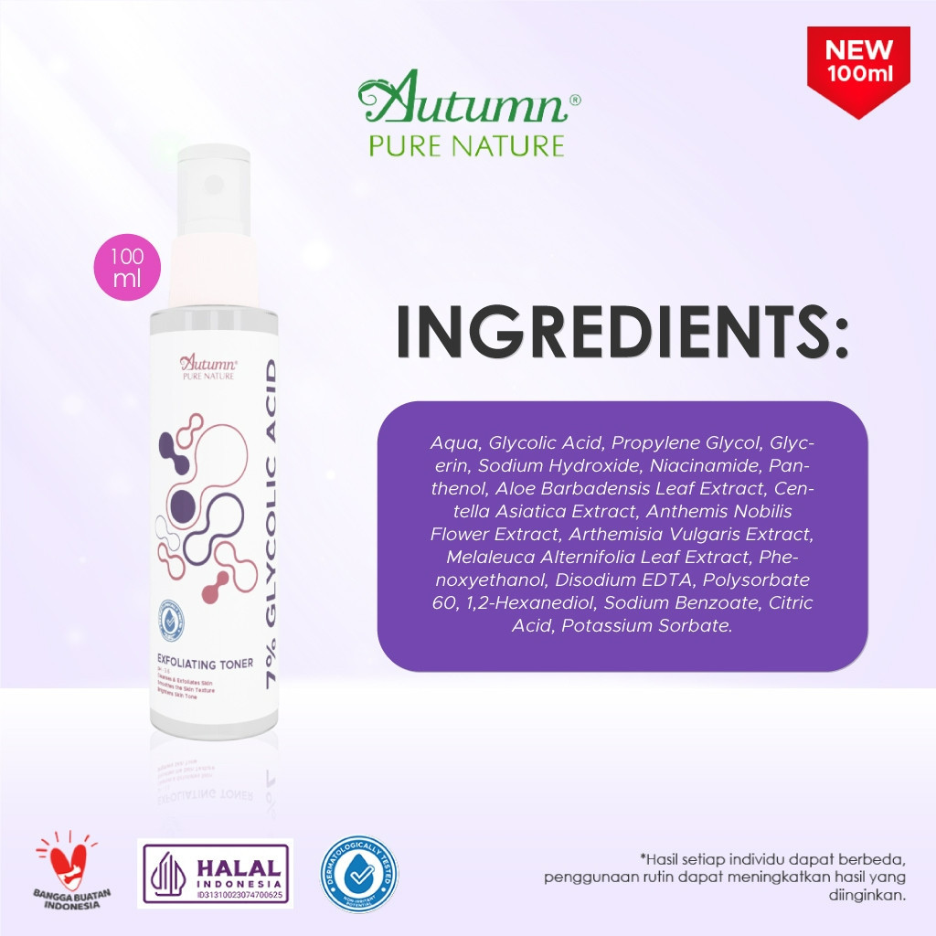 autumn 7% glycolic acid exfoliating toner 100ml/toner wajah dan badan autumn 7% glycolic acid exfoliating toner 100ml/toner wajah dan badan