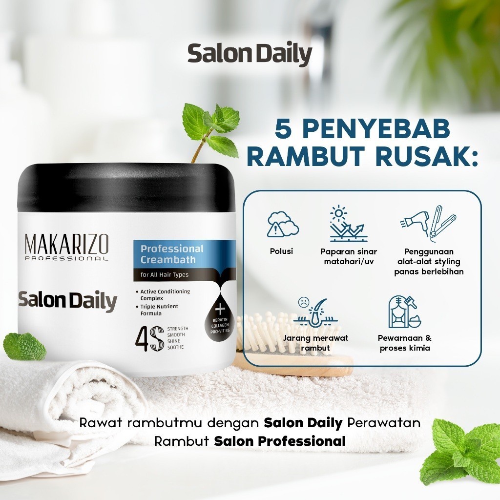 makarizo professional salon daily creambath pro pot 500ml and 250ml/masker rambut makarizo professional salon daily creambath pro pot 500ml and 250ml/masker rambut