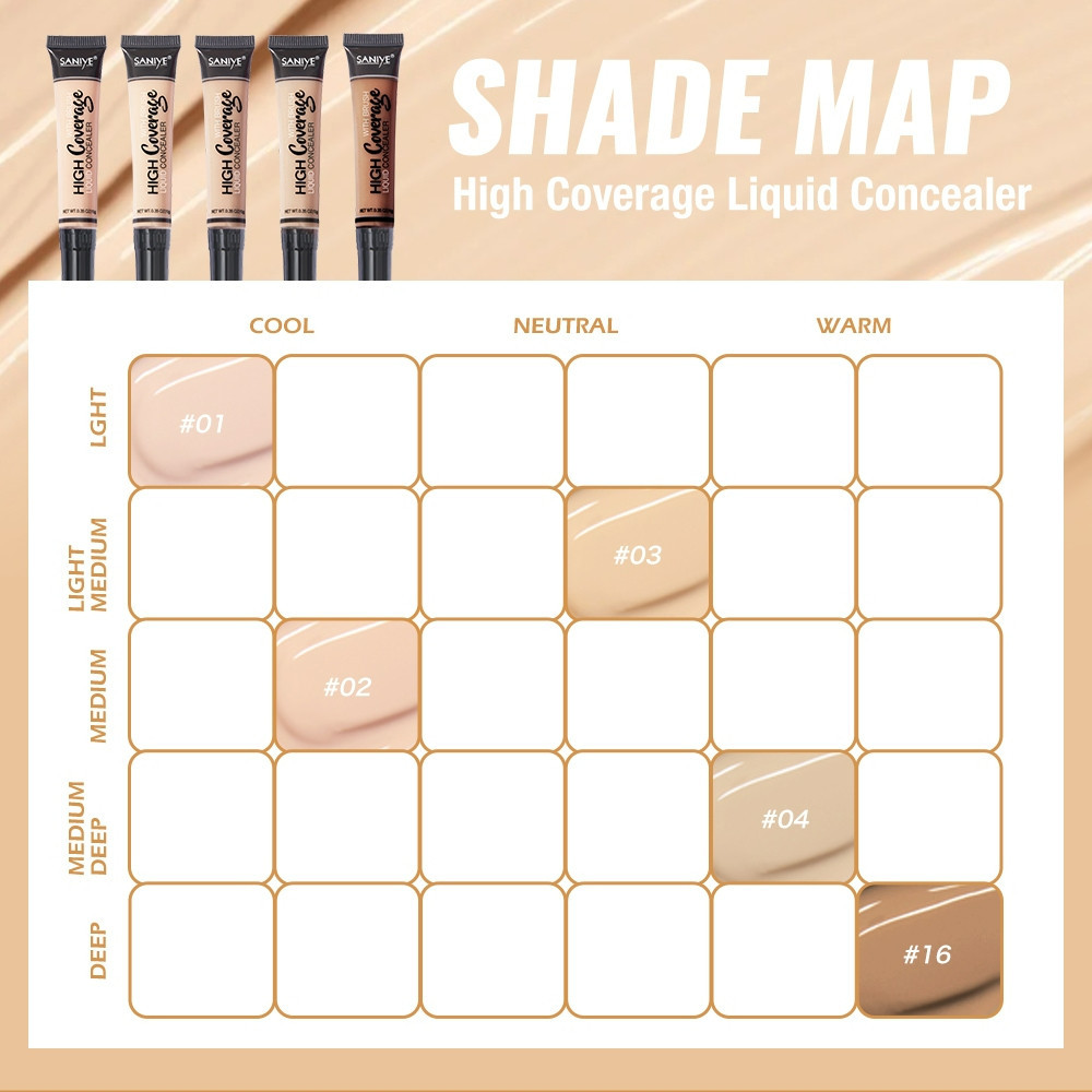 saniye high coverage liquid concealer with brush 10g saniye high coverage liquid concealer with brush 10g