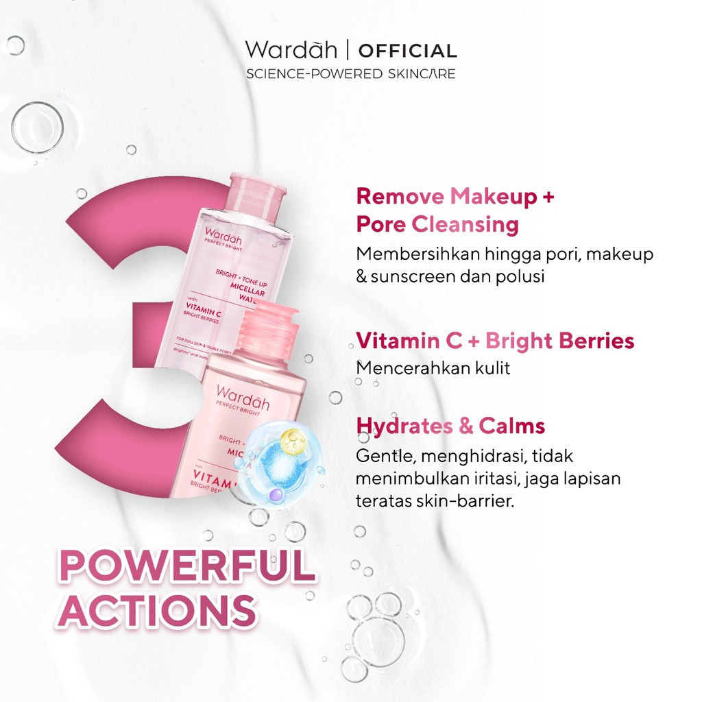 wardah perfect bright tone up micellar water 100ml/pembesih make up wardah perfect bright tone up micellar water 100ml/pembesih make up