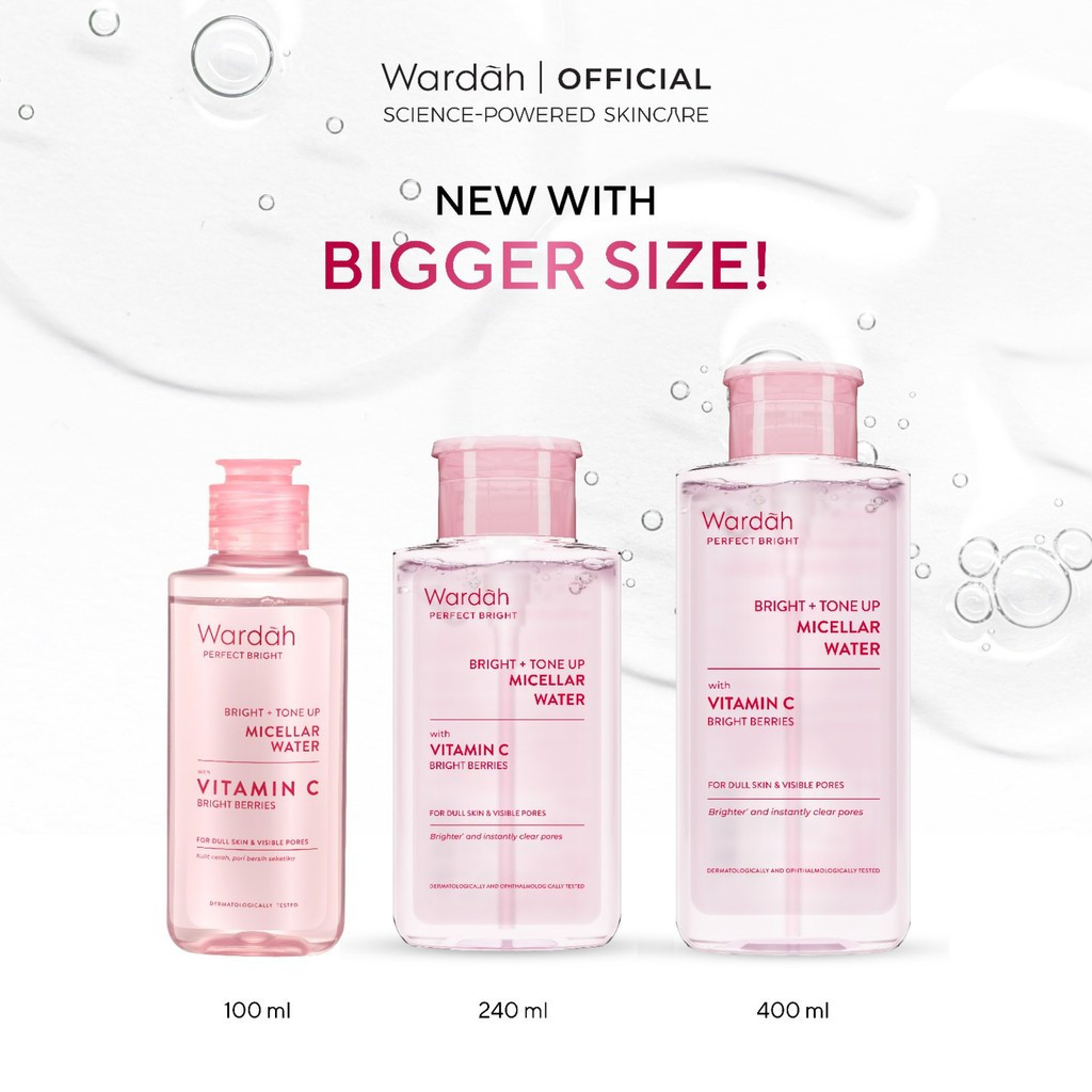 wardah perfect bright tone up micellar water 100ml/pembesih make up wardah perfect bright tone up micellar water 100ml/pembesih make up
