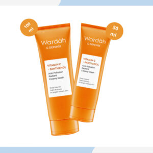 wardah c defense vitamin c panthenol creamy wash 50ml & 100ml | pembersih muka