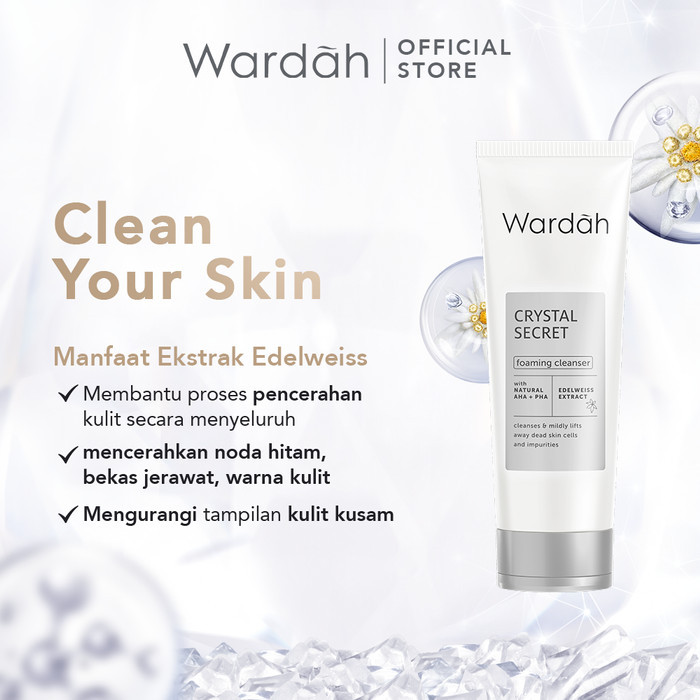 wardah crystal secret foaming cleanser with natural aha+pha 100ml | sabun cuci muka wardah crystal secret foaming cleanser with natural aha+pha 100ml | sabun cuci muka