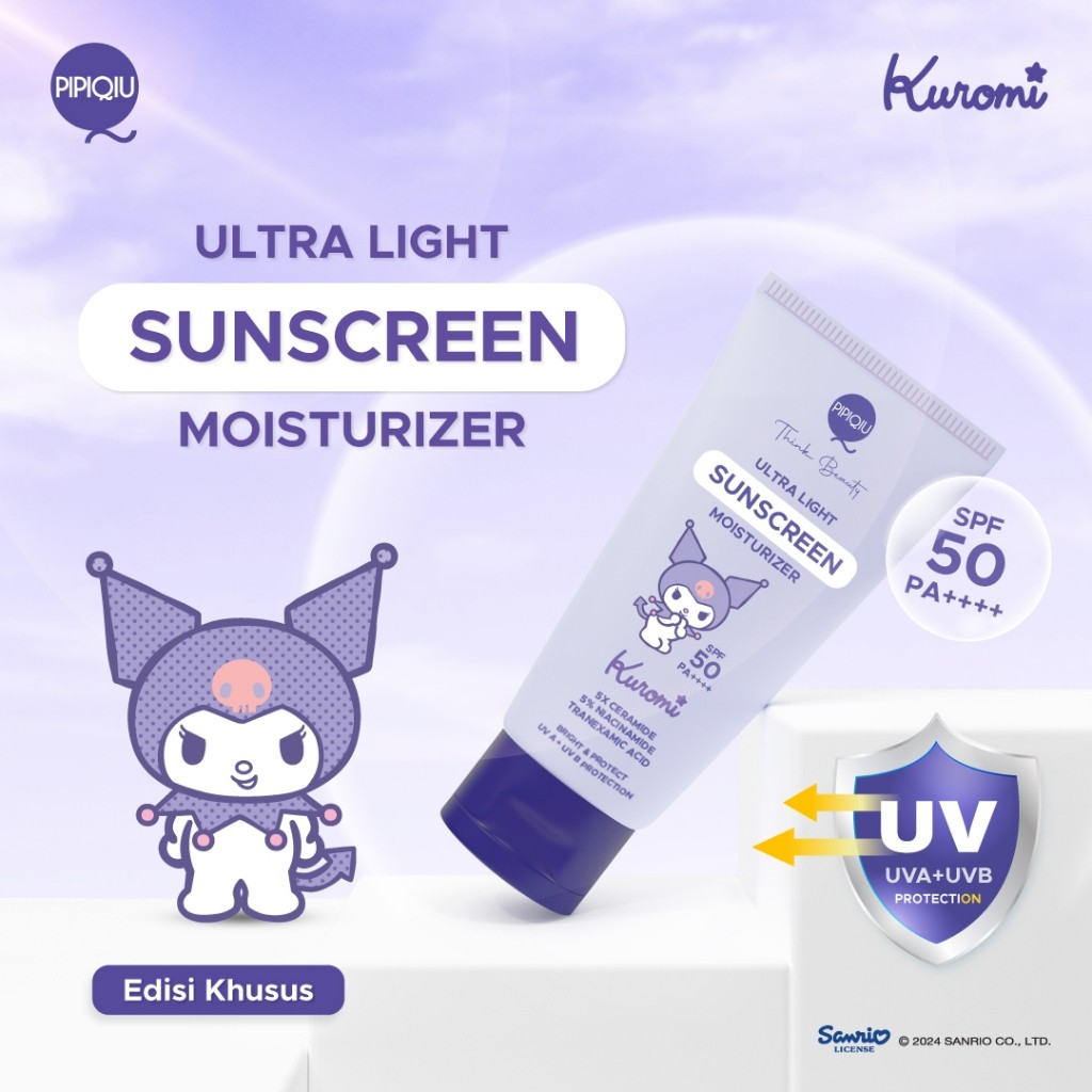 pipiqiu ultra light sunscreen moisturizer bright & protect spf 50 pa++++ special kuromi edition 30ml pipiqiu ultra light sunscreen moisturizer bright & protect spf 50 pa++++ special kuromi edition 30ml