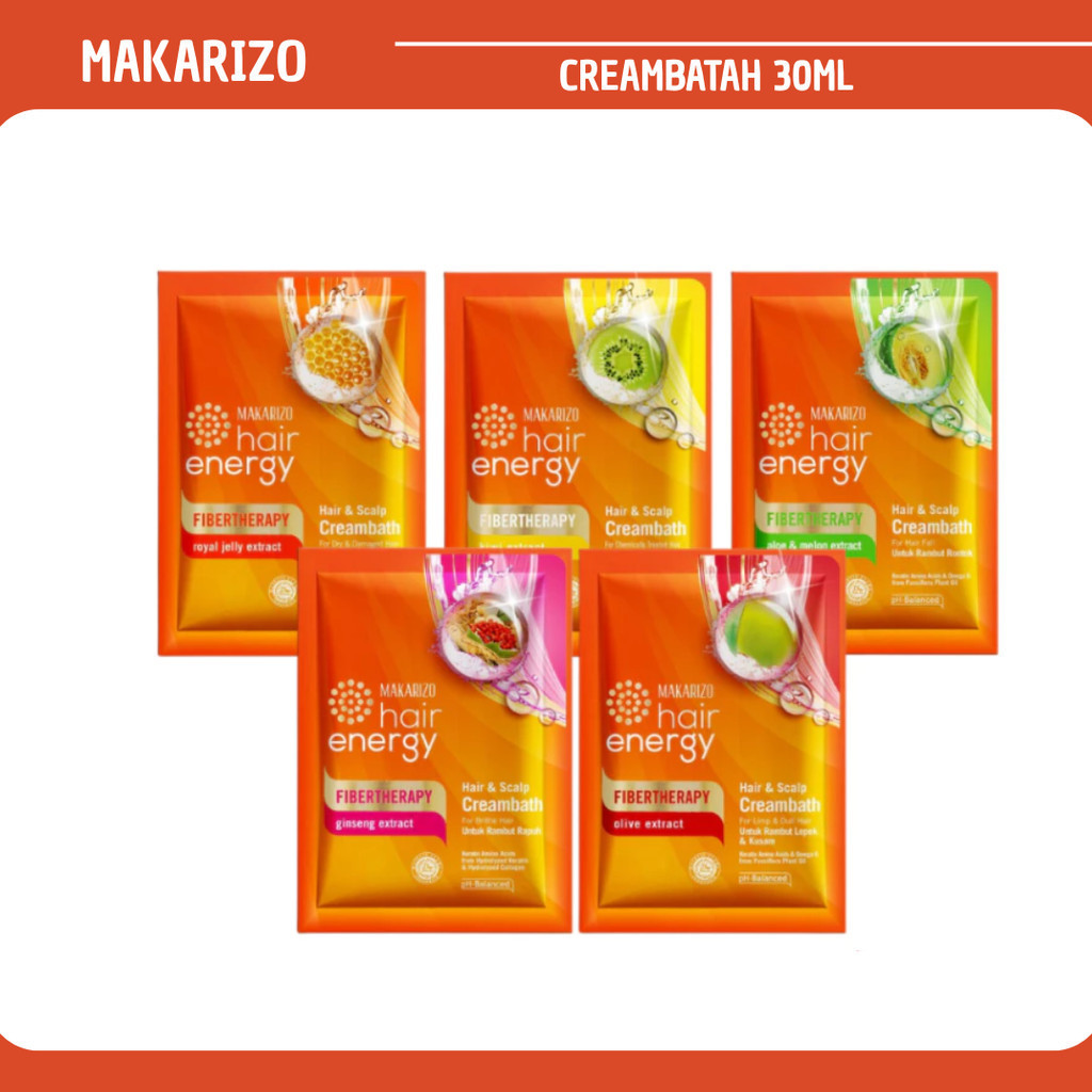 makarizo hair energy fibertherapy hair and scalp creambath 30g/masker rambut makarizo hair energy fibertherapy hair and scalp creambath 30g/masker rambut