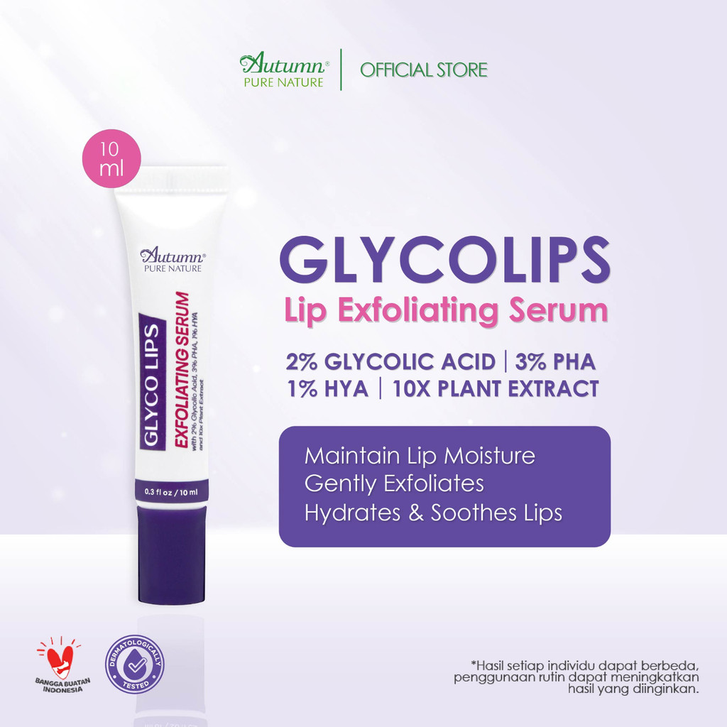 autumn glyco lips exfoliating serum 10ml/serum eksfoliasi bibir autumn glyco lips exfoliating serum 10ml/serum eksfoliasi bibir