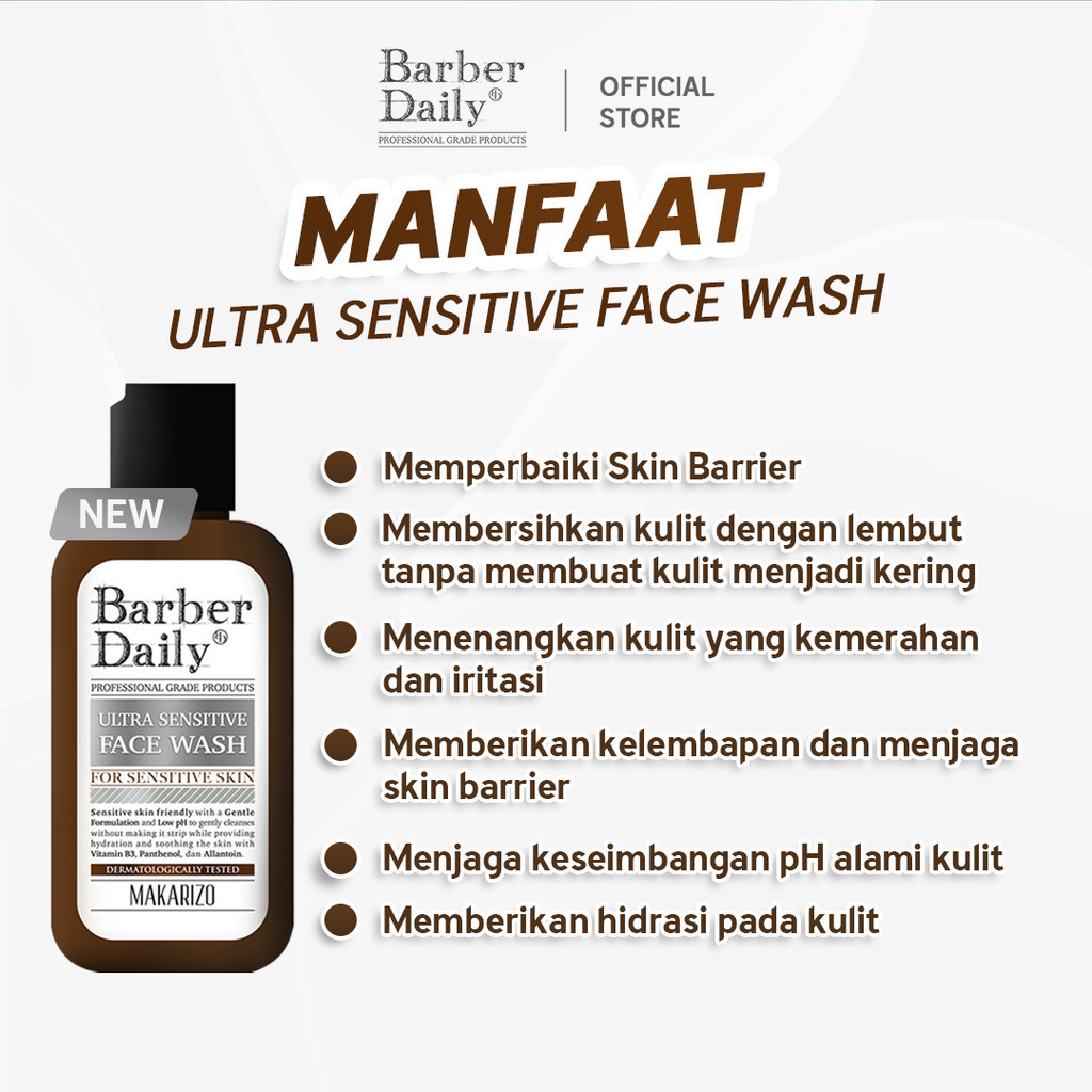 barber daily ultra sensitive face wash 100ml/pembersih wajah barber daily ultra sensitive face wash 100ml/pembersih wajah