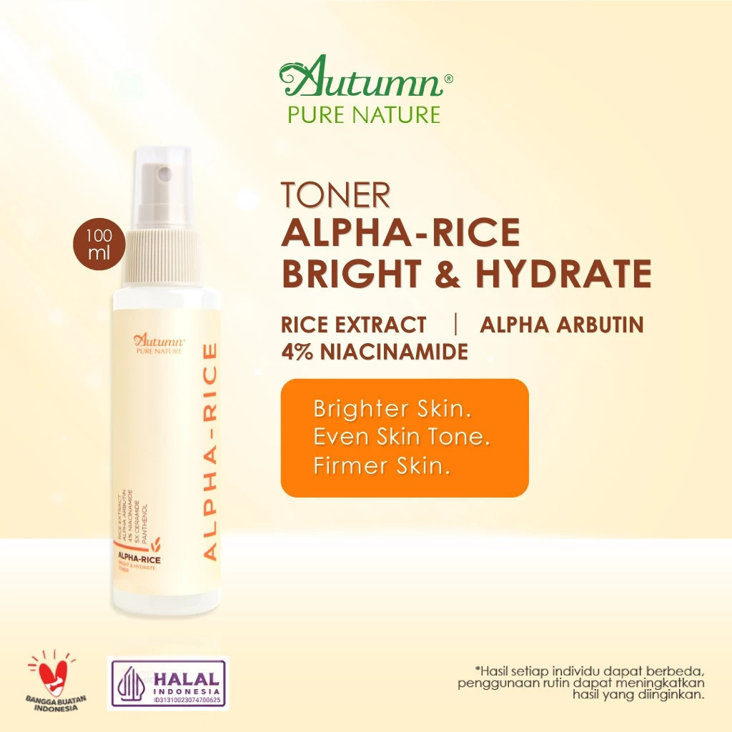autumn alpha rice bright hydrate toner 100ml and 500ml/toner wajah autumn alpha rice bright hydrate toner 100ml and 500ml/toner wajah