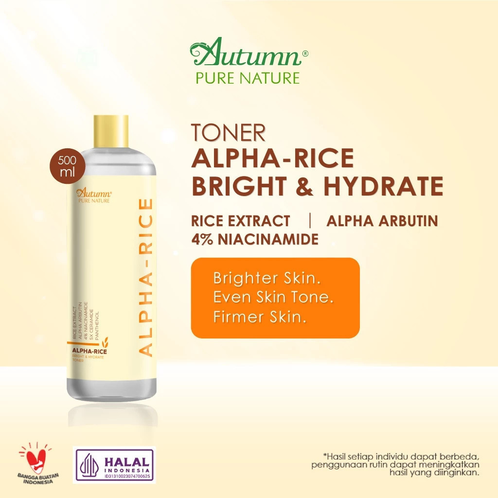autumn alpha rice bright hydrate toner 100ml and 500ml/toner wajah autumn alpha rice bright hydrate toner 100ml and 500ml/toner wajah