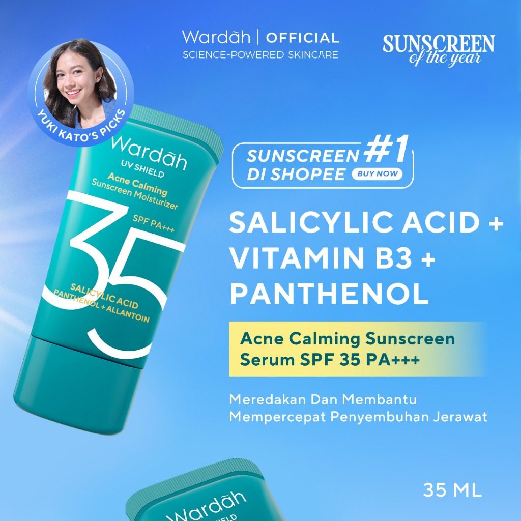 wardah uv shield acne calming sunscreen moisturizer spf 35 pa+++ 35ml wardah uv shield acne calming sunscreen moisturizer spf 35 pa+++ 35ml