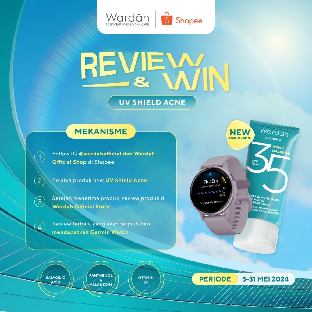 wardah uv shield acne calming sunscreen moisturizer spf 35 pa+++ 35ml wardah uv shield acne calming sunscreen moisturizer spf 35 pa+++ 35ml