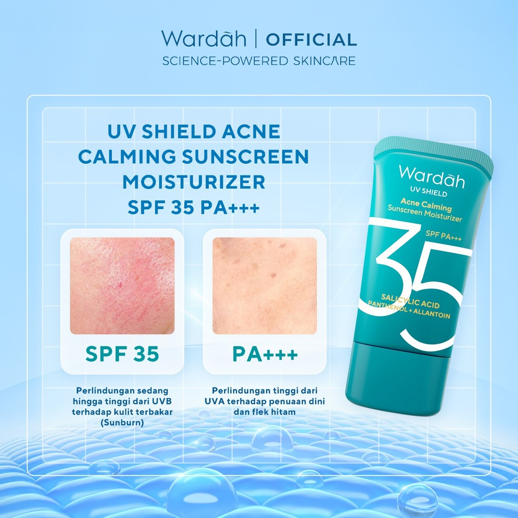 wardah uv shield acne calming sunscreen moisturizer spf 35 pa+++ 35ml wardah uv shield acne calming sunscreen moisturizer spf 35 pa+++ 35ml