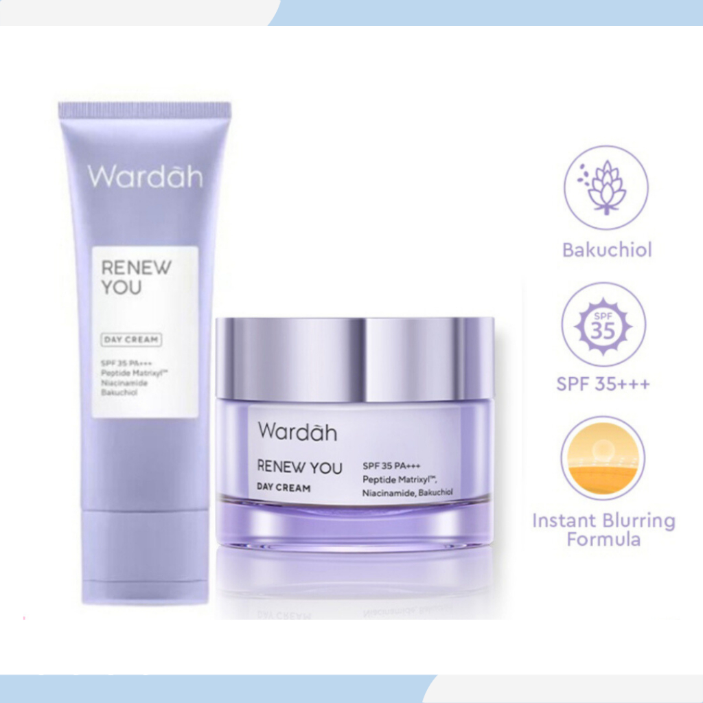 wardah renew you anti aging day cream spf 35 pa+++/pelembab wajah wardah renew you anti aging day cream spf 35 pa+++/pelembab wajah