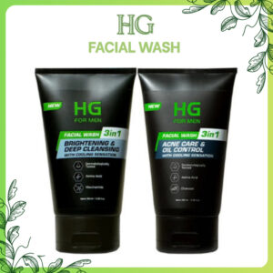 hg for men facial wash 3in1 brightening deep cleansing and acne care 100ml/pembersih wajah
