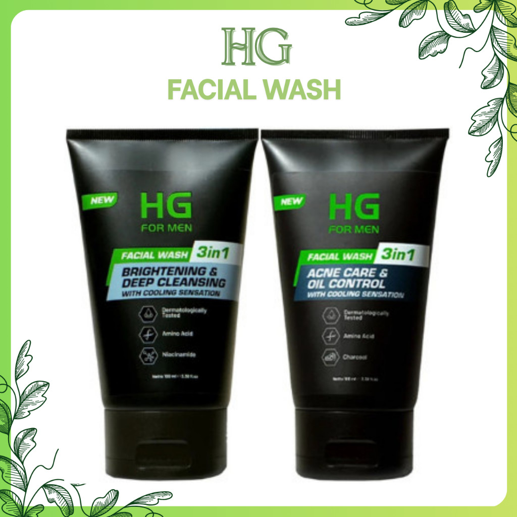 hg for men facial wash 3in1 brightening deep cleansing and acne care 100ml/pembersih wajah hg for men facial wash 3in1 brightening deep cleansing and acne care 100ml/pembersih wajah