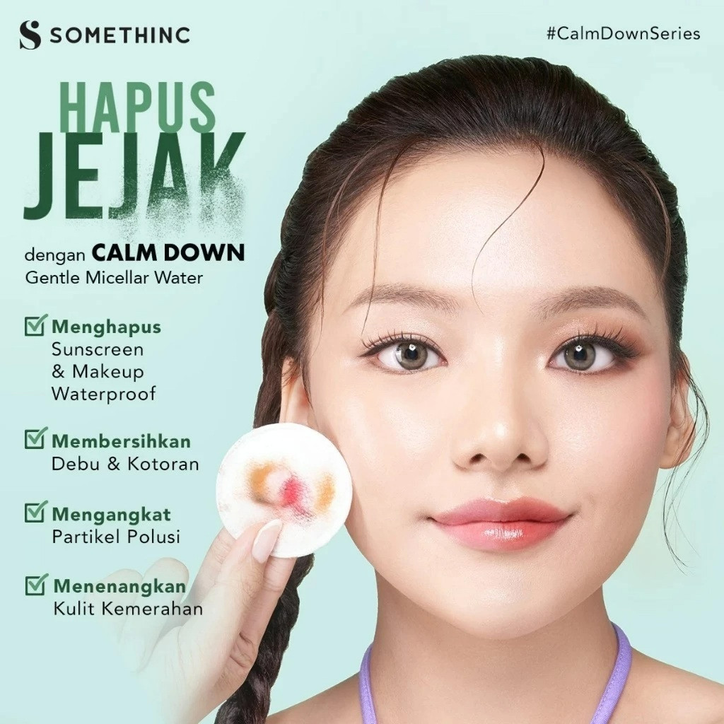 somethinc calm down gentle micellar water 100ml and 400ml/pembersih make up somethinc calm down gentle micellar water 100ml and 400ml/pembersih make up