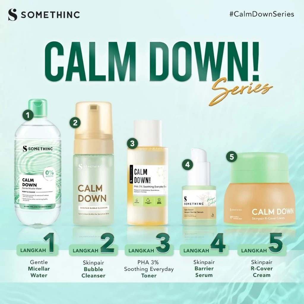 somethinc calm down gentle micellar water 100ml and 400ml/pembersih make up somethinc calm down gentle micellar water 100ml and 400ml/pembersih make up