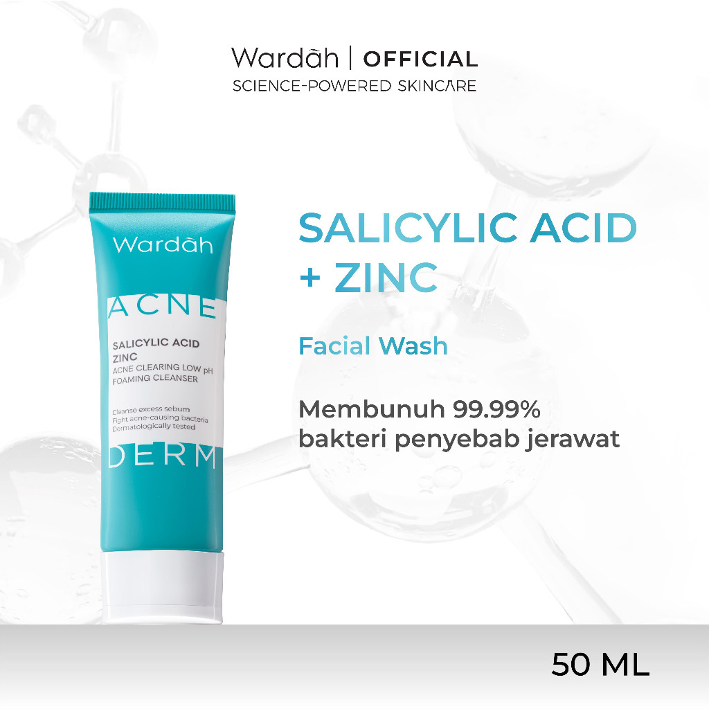 wardah acnederm salicylic acid zinc acne clearing low ph foaming cleanser 50ml/pembersih wajah wardah acnederm salicylic acid zinc acne clearing low ph foaming cleanser 50ml/pembersih wajah