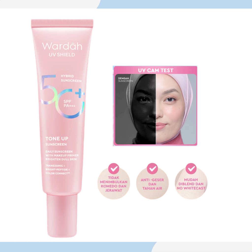 wardah uv shield tone up sunscreen spf 50+ pa+++ 30ml/sunscreen wajah wardah uv shield tone up sunscreen spf 50+ pa+++ 30ml/sunscreen wajah