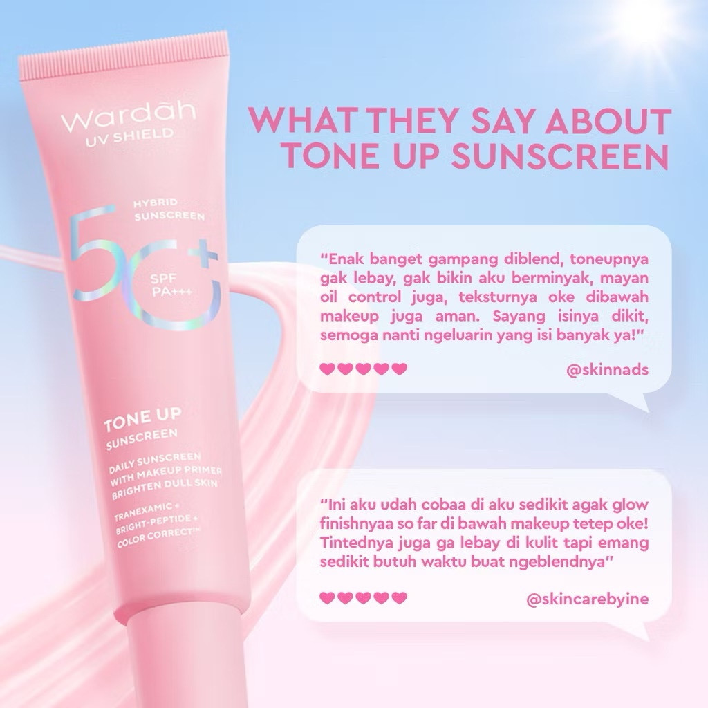 wardah uv shield tone up sunscreen spf 50+ pa+++ 30ml/sunscreen wajah wardah uv shield tone up sunscreen spf 50+ pa+++ 30ml/sunscreen wajah