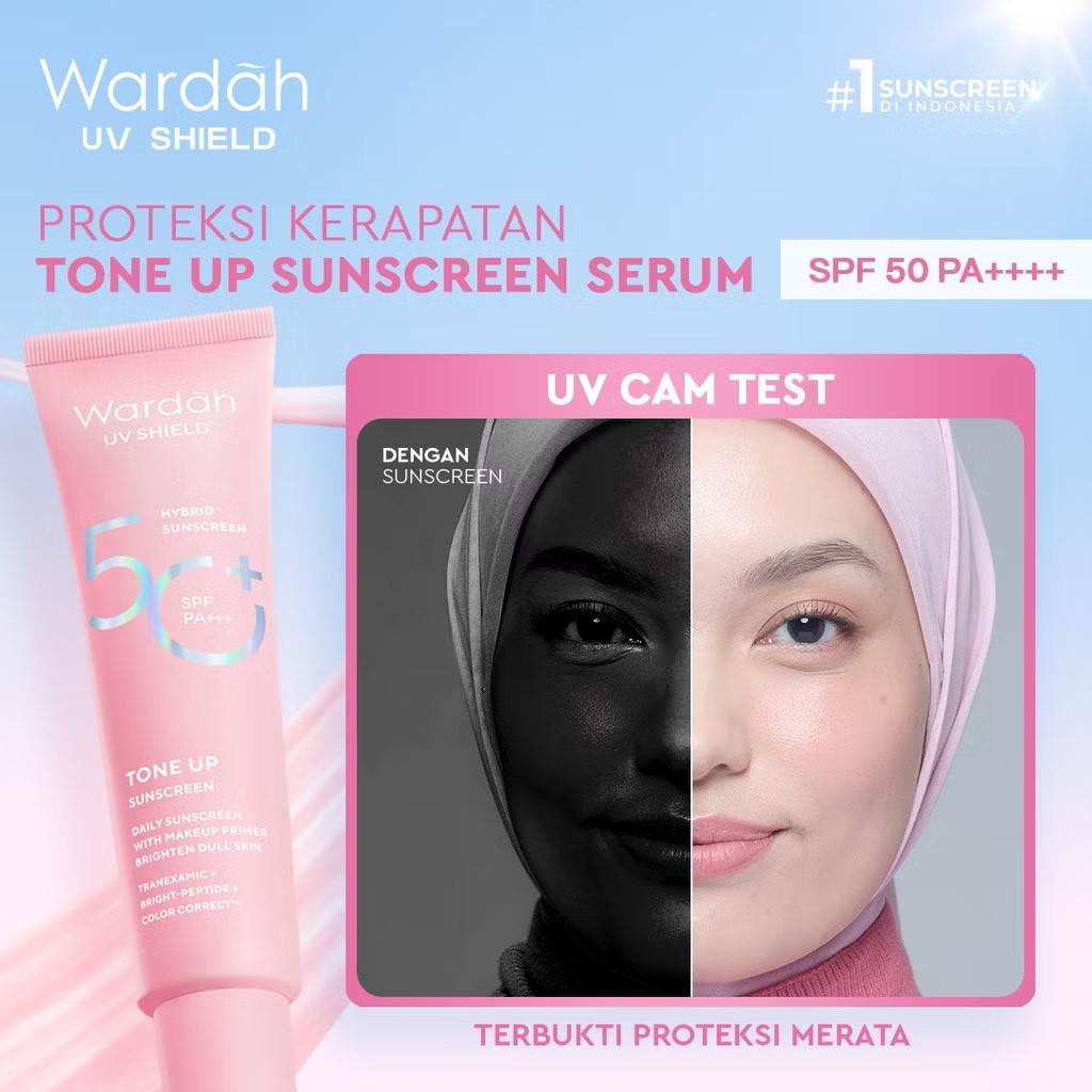 wardah uv shield tone up sunscreen spf 50+ pa+++ 30ml/sunscreen wajah wardah uv shield tone up sunscreen spf 50+ pa+++ 30ml/sunscreen wajah