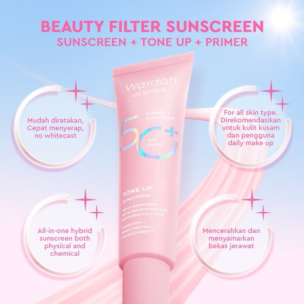 wardah uv shield tone up sunscreen spf 50+ pa+++ 30ml/sunscreen wajah wardah uv shield tone up sunscreen spf 50+ pa+++ 30ml/sunscreen wajah