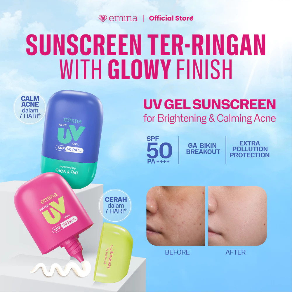 emina uv gel sunscreen spf 50 pa++++ 25ml/tabir surya emina uv gel sunscreen spf 50 pa++++ 25ml/tabir surya