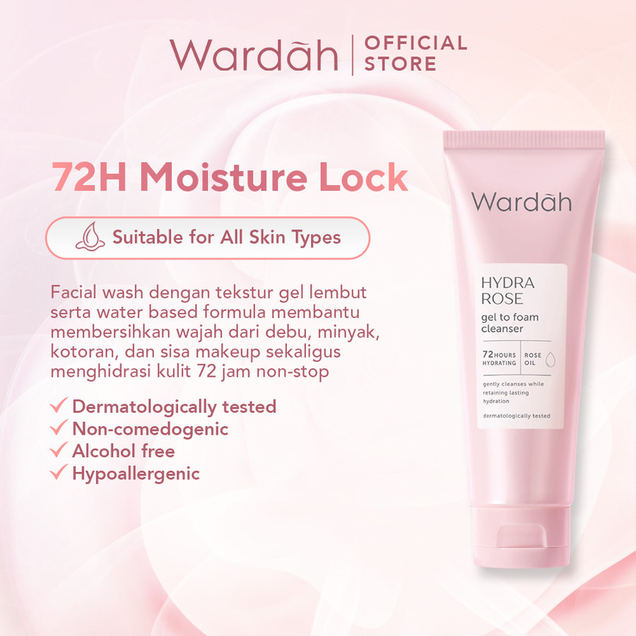 wardah hydra rose gel to foaming cleanser 100ml | pembersih wajah wardah hydra rose gel to foaming cleanser 100ml | pembersih wajah