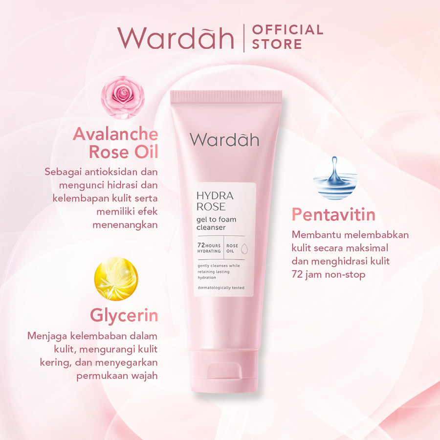 wardah hydra rose gel to foaming cleanser 100ml | pembersih wajah wardah hydra rose gel to foaming cleanser 100ml | pembersih wajah