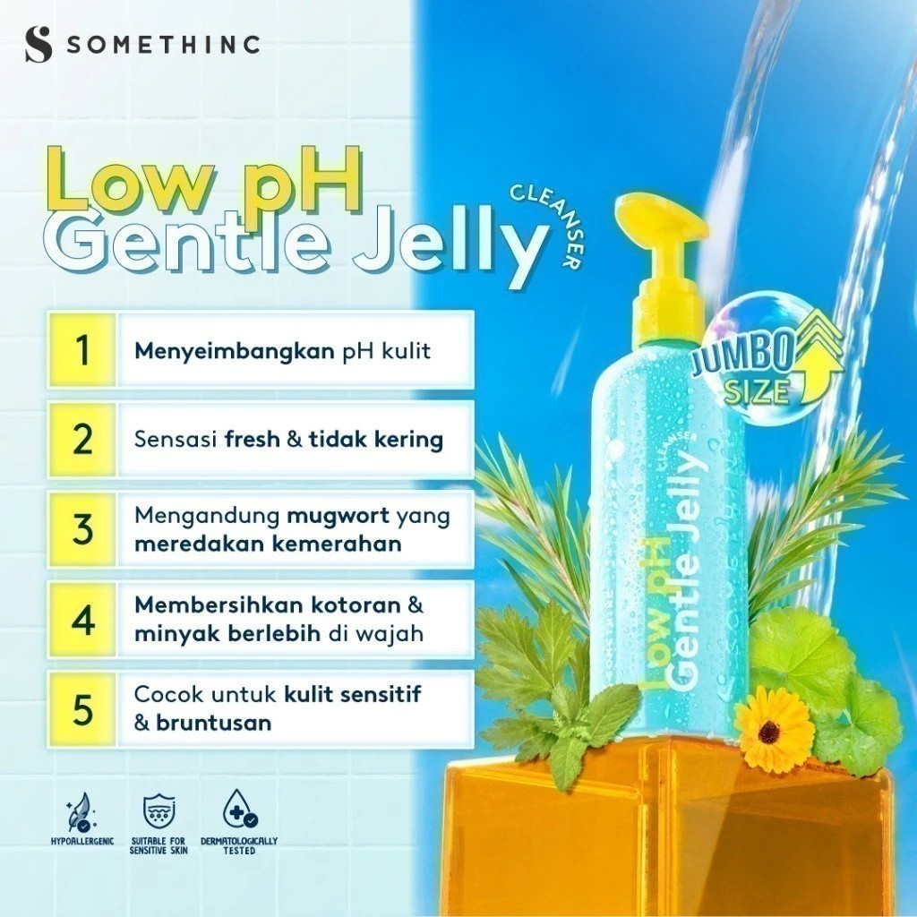 somethinc low ph gentle cleanser jelly 100ml and 350g/pembersih wajah somethinc low ph gentle cleanser jelly 100ml and 350g/pembersih wajah