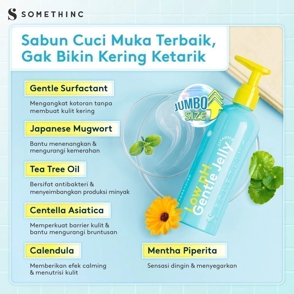 somethinc low ph gentle cleanser jelly 100ml and 350g/pembersih wajah somethinc low ph gentle cleanser jelly 100ml and 350g/pembersih wajah