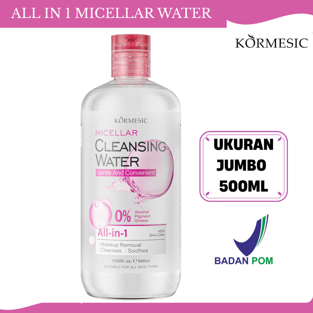 kormesic all in 1 micellar cleansing water 500ml/pembersih make up kormesic all in 1 micellar cleansing water 500ml/pembersih make up