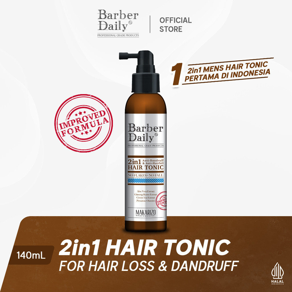barber daily 2in1 hair tonic 140ml/tonik rambut barber daily 2in1 hair tonic 140ml/tonik rambut