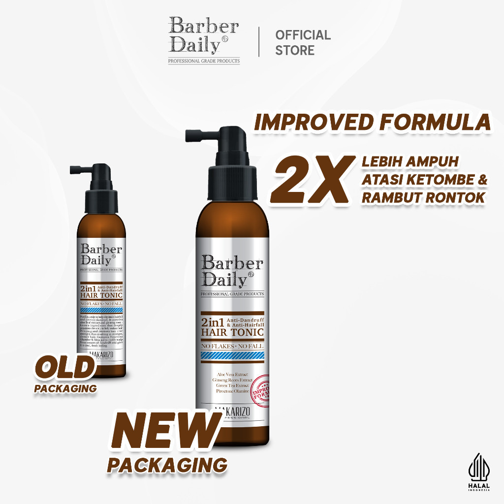 barber daily 2in1 hair tonic 140ml/tonik rambut barber daily 2in1 hair tonic 140ml/tonik rambut