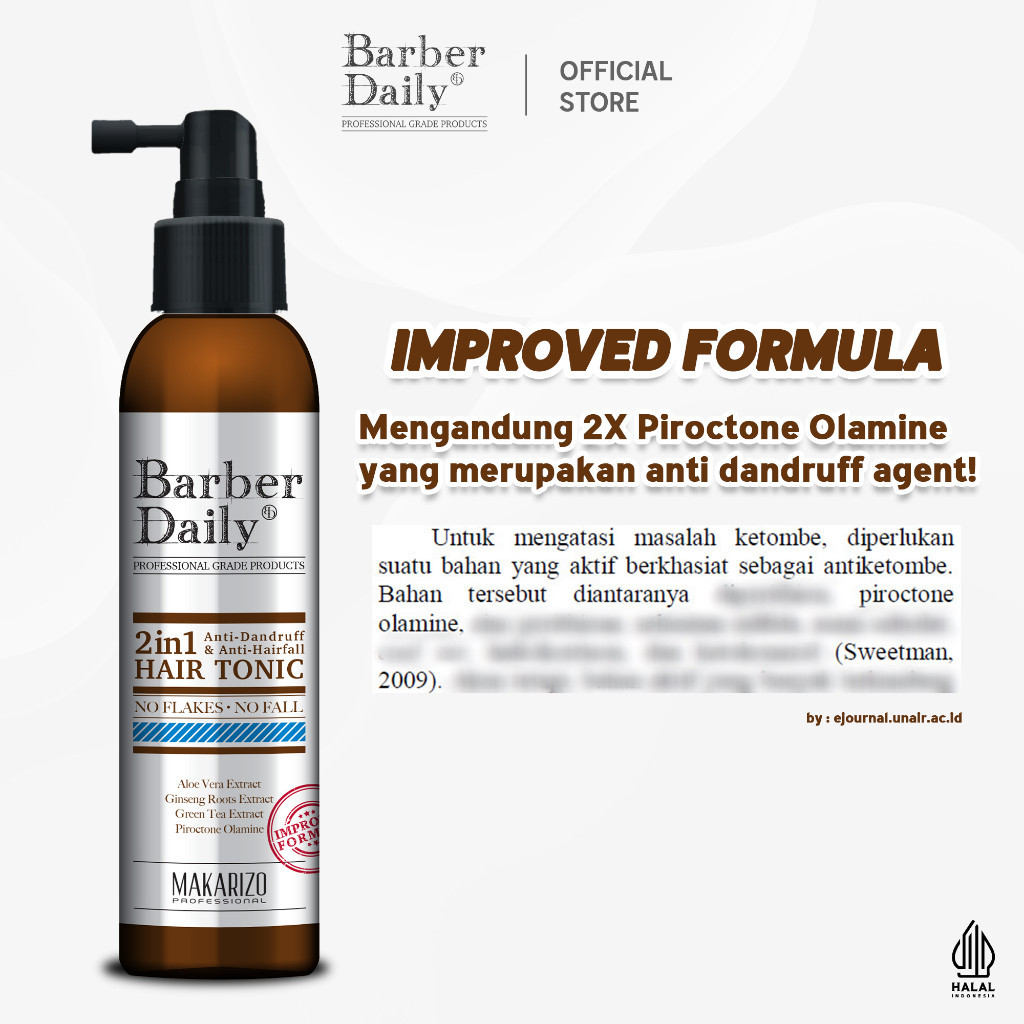 barber daily 2in1 hair tonic 140ml/tonik rambut barber daily 2in1 hair tonic 140ml/tonik rambut