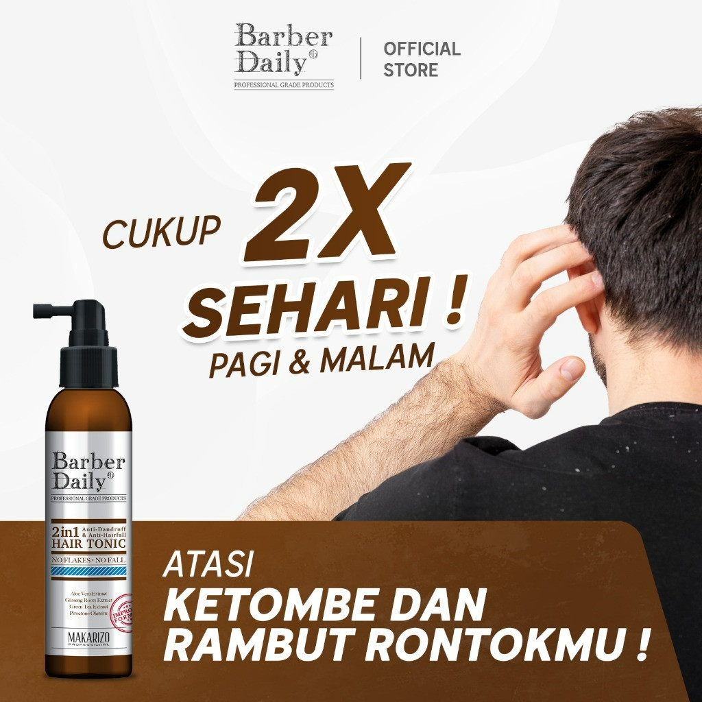 barber daily 2in1 hair tonic 140ml/tonik rambut barber daily 2in1 hair tonic 140ml/tonik rambut
