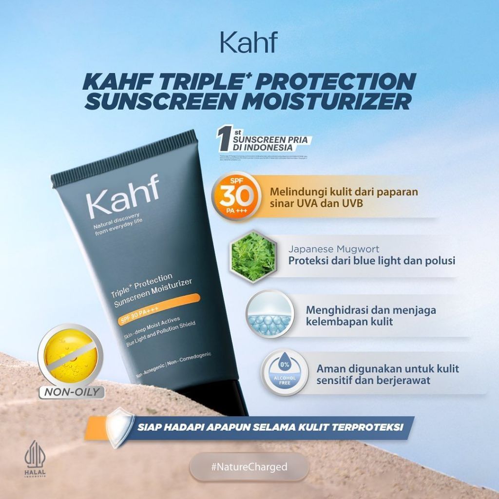 kahf triple protection sunscreen moisturizer spf 30 pa+++ 30ml