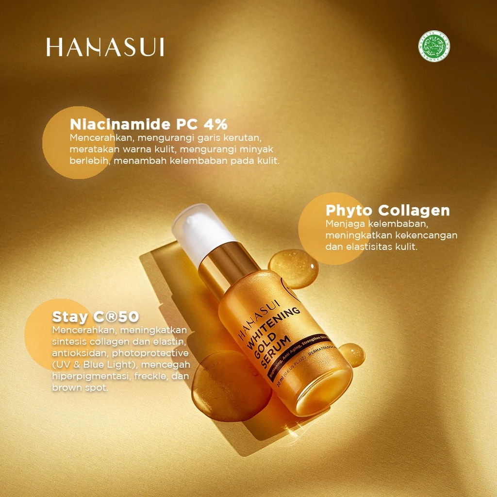 hanasui whitening gold serum 20ml / serum wajah hanasui whitening gold serum 20ml / serum wajah