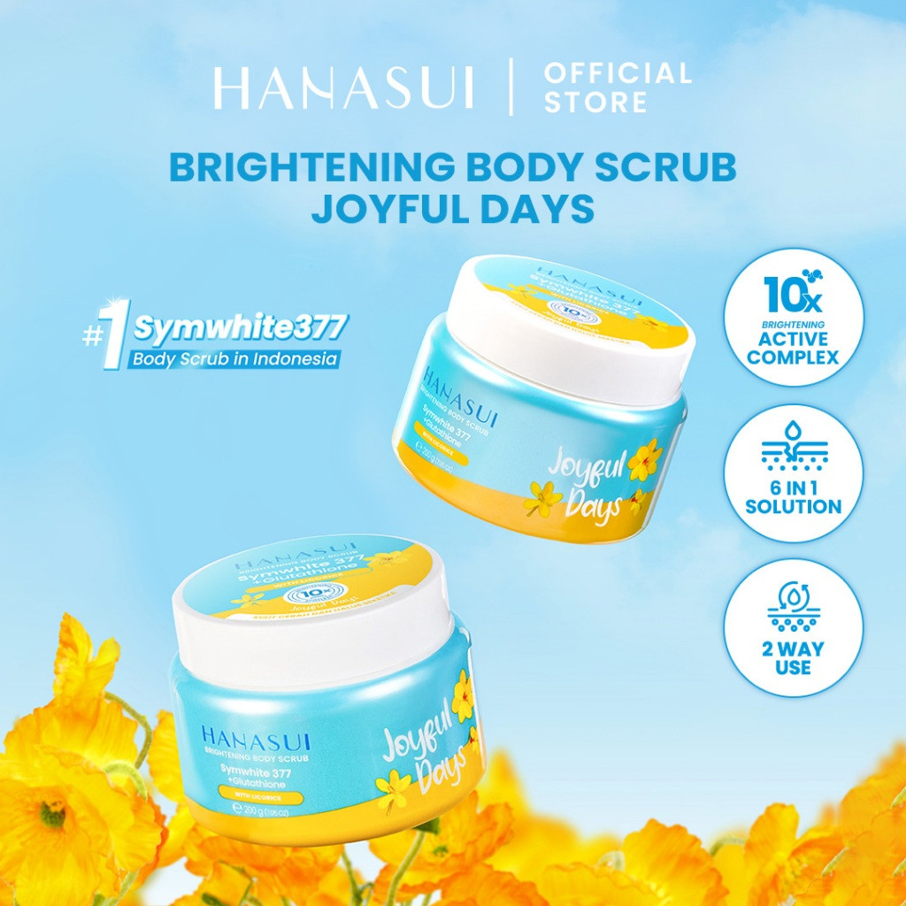 hanasui brightening body scrub 200g/lulur badan hanasui brightening body scrub 200g/lulur badan