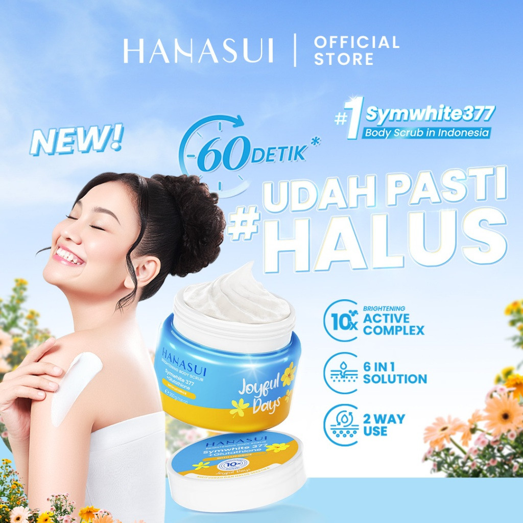 hanasui brightening body scrub 200g/lulur badan hanasui brightening body scrub 200g/lulur badan