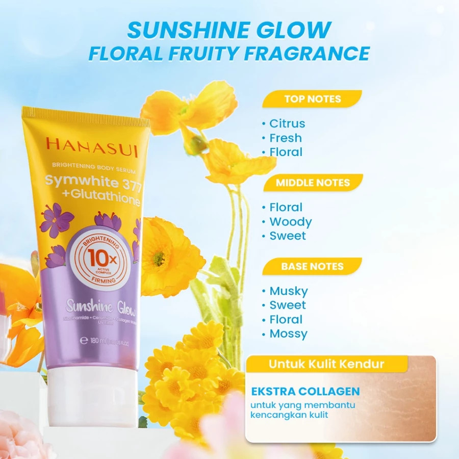 hanasui brightening body serum 180ml/|losion tubuh hanasui brightening body serum 180ml/|losion tubuh