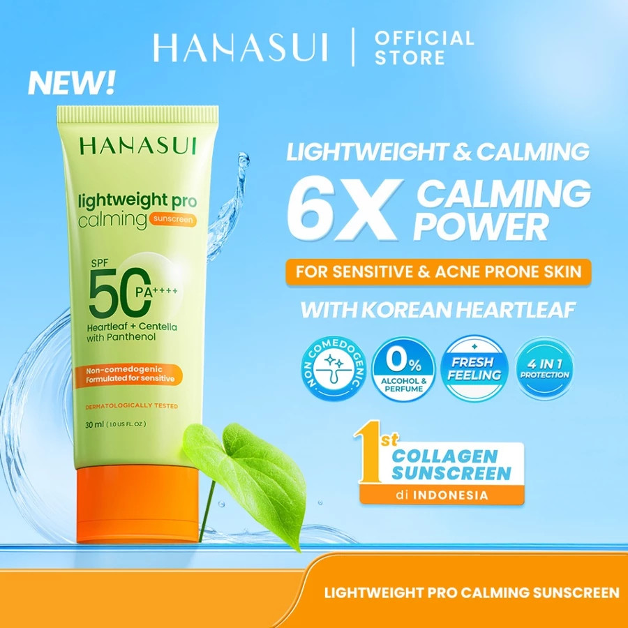 hanasui lightweight pro calming sunscreen spf 50 pa++++ 30ml/tabir surya hanasui lightweight pro calming sunscreen spf 50 pa++++ 30ml/tabir surya