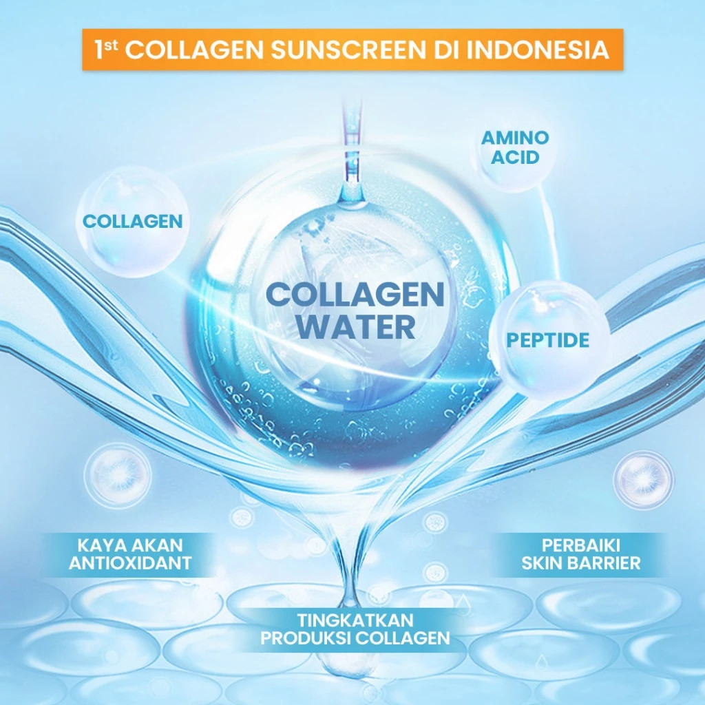 hanasui collagen water sunscreen spf 50 pa++++ 30ml / tabir surya hanasui collagen water sunscreen spf 50 pa++++ 30ml / tabir surya