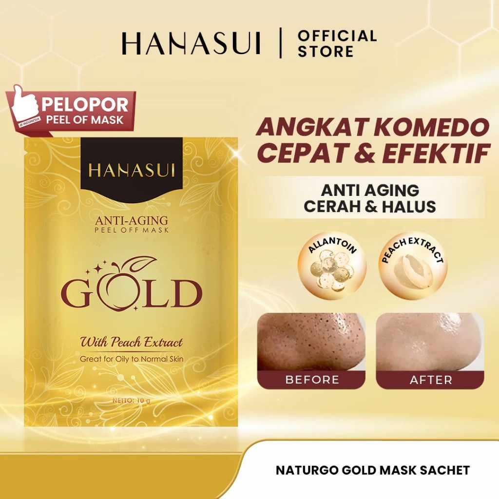 hanasui naturgo peel off mask black / gold anti aging / masker wajah komedo hanasui naturgo peel off mask black / gold anti aging / masker wajah komedo