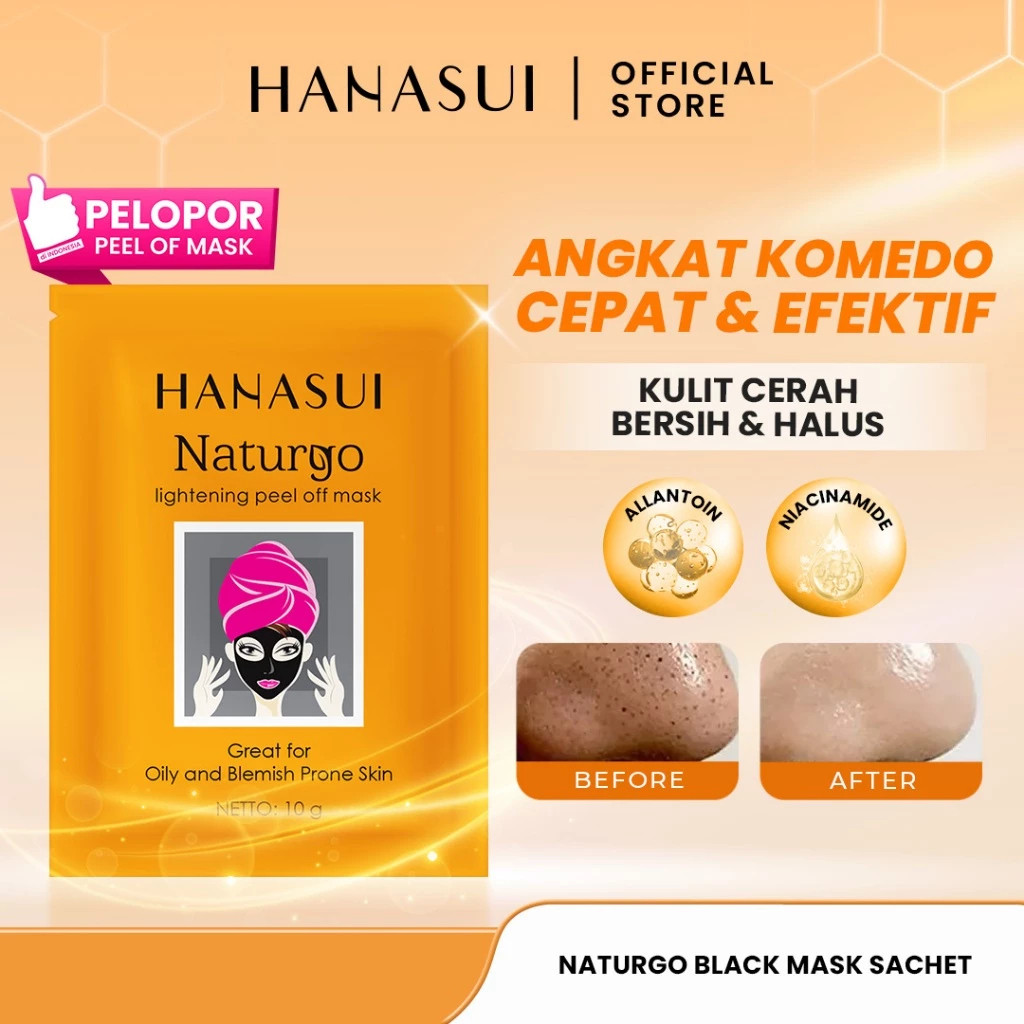 hanasui naturgo peel off mask black / gold anti aging / masker wajah komedo hanasui naturgo peel off mask black / gold anti aging / masker wajah komedo