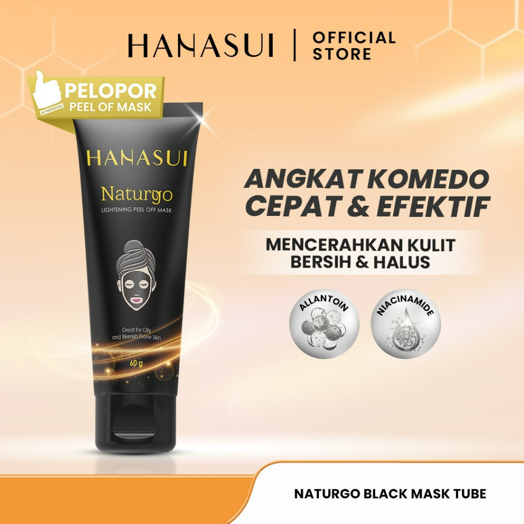 hanasui naturgo black peel off mask tube 60g/masker komedo hanasui naturgo black peel off mask tube 60g/masker komedo