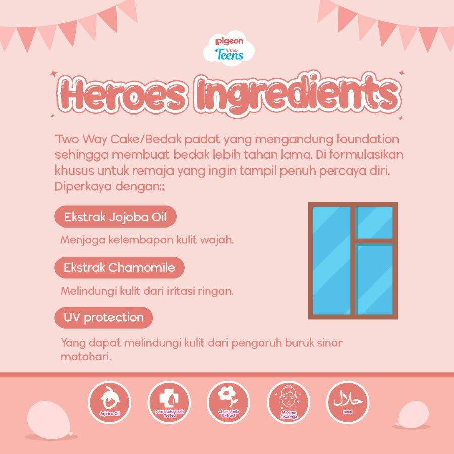 pigeon teens two way cake + uv protection 14g / bedak padat pigeon teens two way cake + uv protection 14g / bedak padat