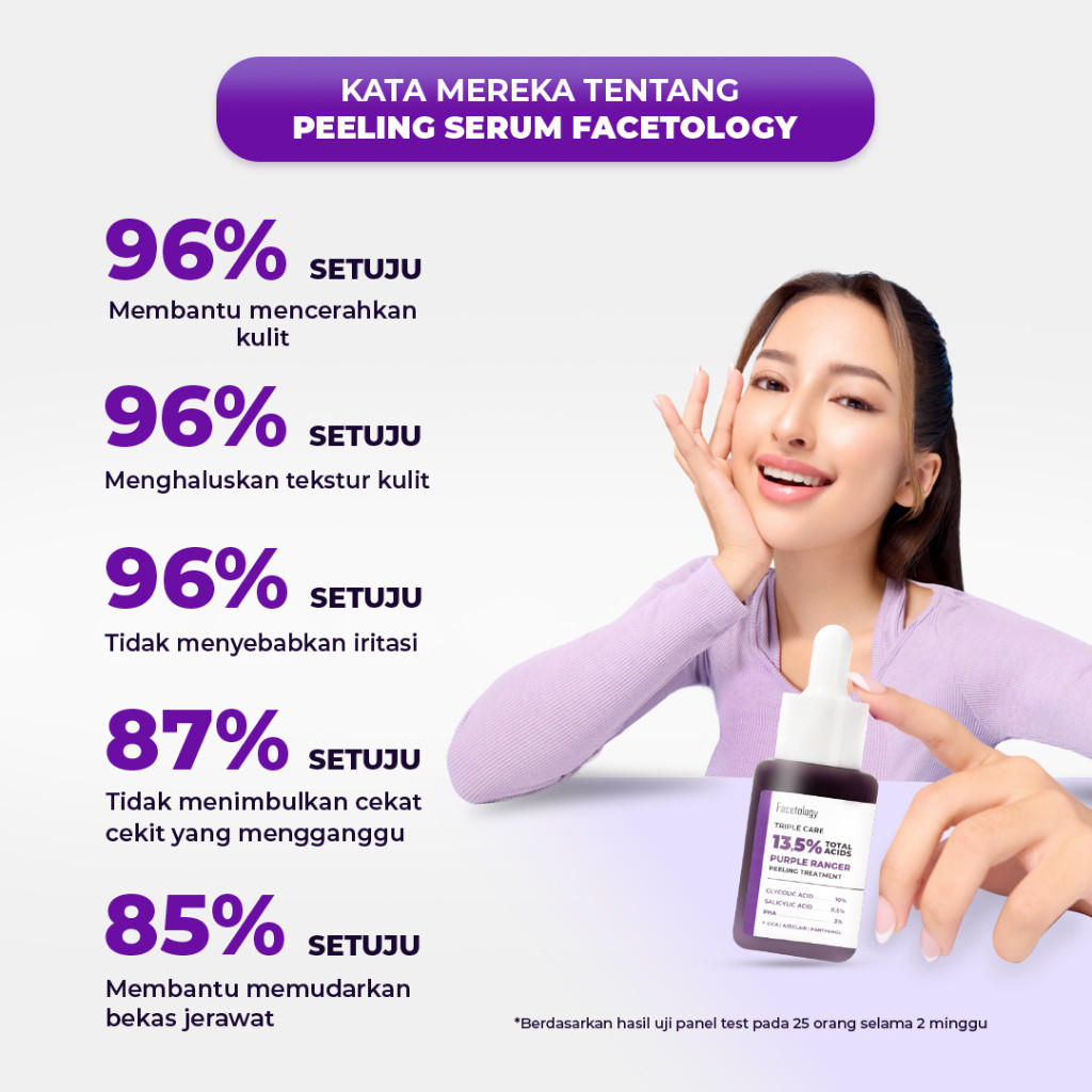 facetology triple care 13.5% total acids purple ranger peeling treatment serum 33ml/serum wajah facetology triple care 13.5% total acids purple ranger peeling treatment serum 33ml/serum wajah