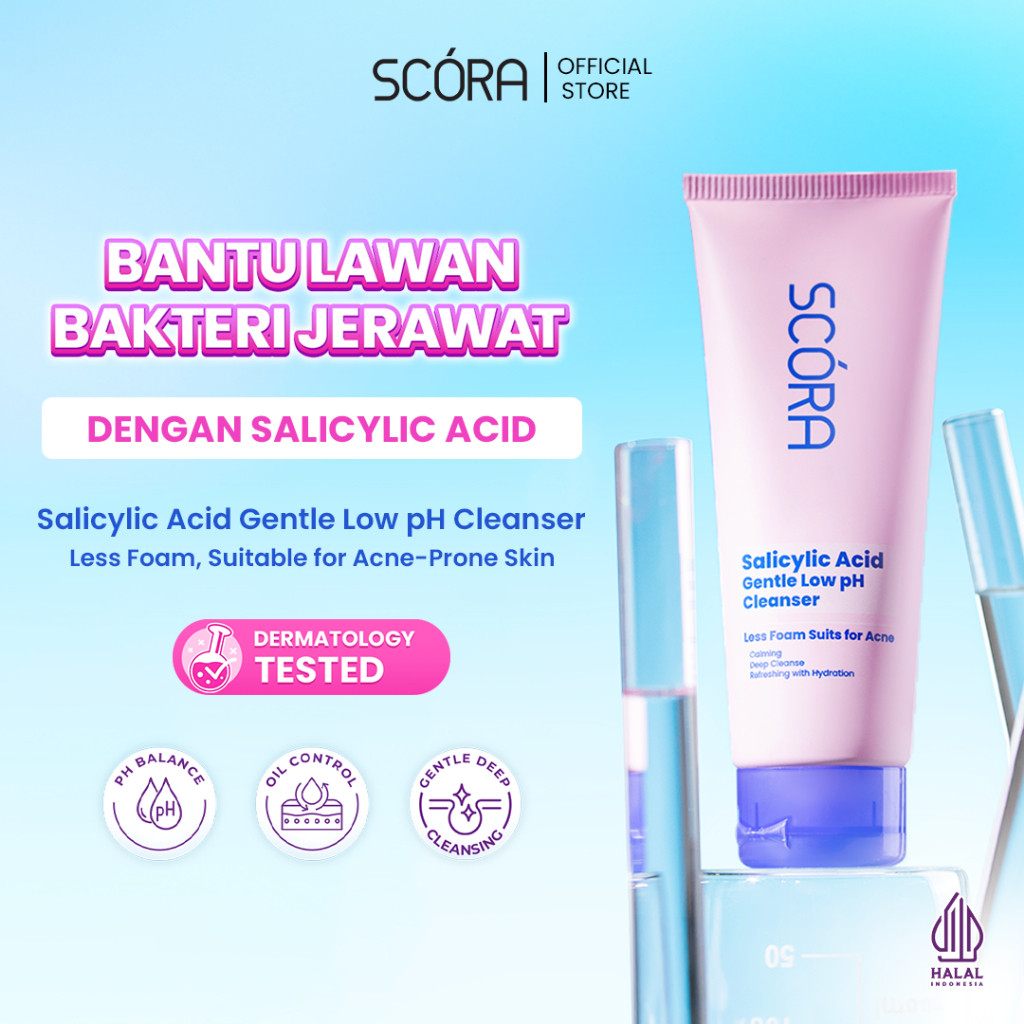 scora salicylic acid gentle low ph cleanser 100ml/pembersih wajah scora salicylic acid gentle low ph cleanser 100ml/pembersih wajah
